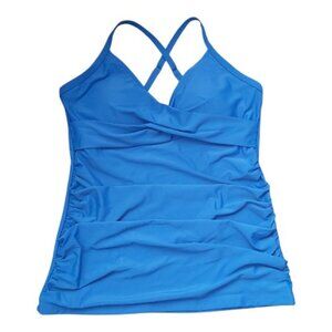 RELLECIGA Royal Blue Tankini Top Large Adjustable Straps Built-in Soft Cup Bra